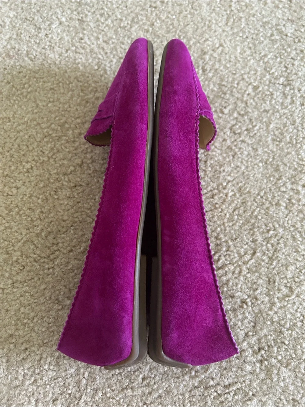 Talbots Women's Suede Pointed Penny Loafers — Magenta sz 6.5